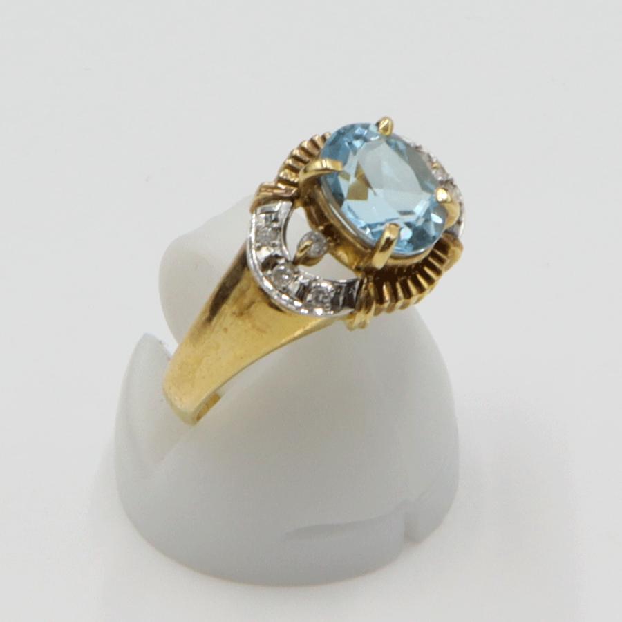 K18/Pt900トパーズダイヤモンドリング　リングサイズ13号　重量3.78ｇ(石の重量含む)　 レディース(中古)