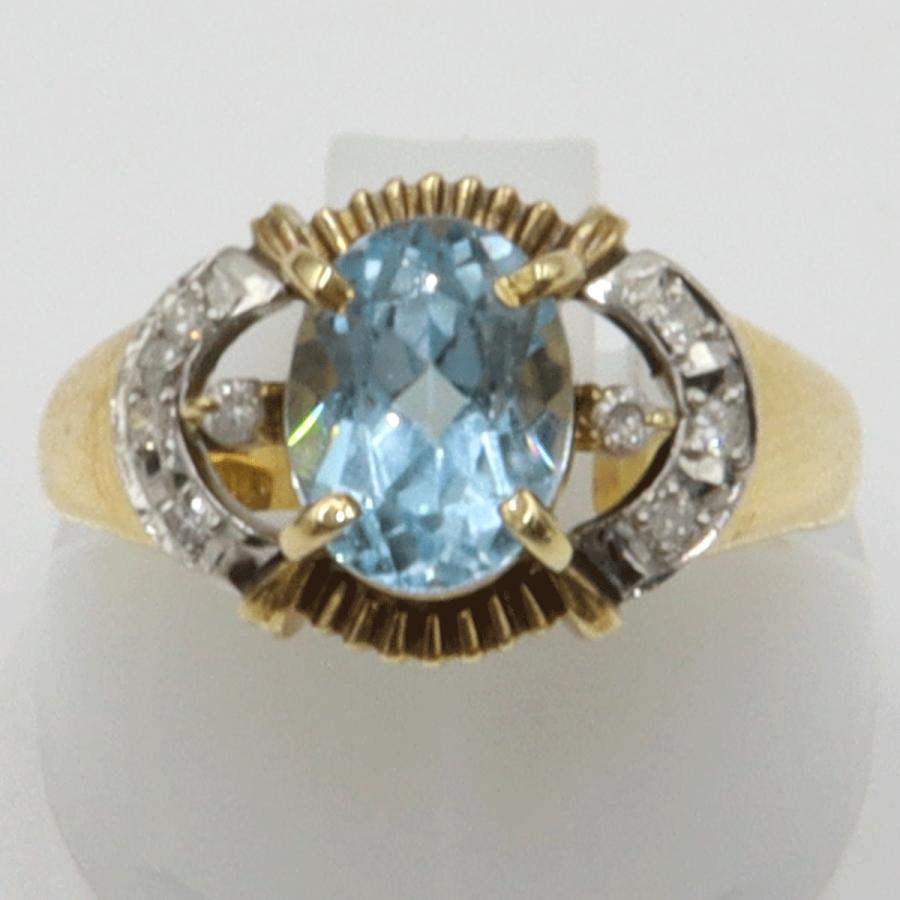 K18/Pt900トパーズダイヤモンドリング　リングサイズ13号　重量3.78ｇ(石の重量含む)　 レディース(中古)