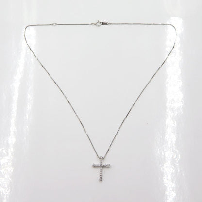 ヴァンドーム青山(VENDOME)　K18WGダイヤクロスネックレス　D0.15ct　ネック長さ約39cm　重量3.15ｇ(石の重量含む)(中古)