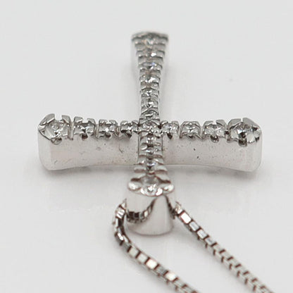 ヴァンドーム青山(VENDOME)　K18WGダイヤクロスネックレス　D0.15ct　ネック長さ約39cm　重量3.15ｇ(石の重量含む)(中古)