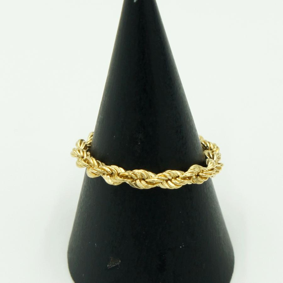 K18ロープチェーンリング　リング21号　重量0.74ｇ　レディース（中古）