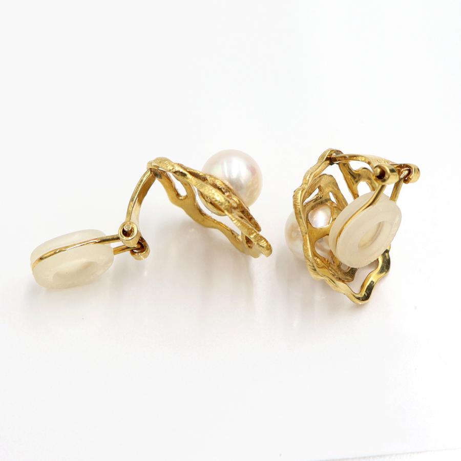 K18パールイヤリング　P7.5mm　重量6.88ｇ(両耳・真珠の重量含む)　（中古）