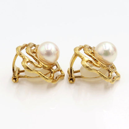 K18パールイヤリング　P7.5mm　重量6.88ｇ(両耳・真珠の重量含む)　（中古）