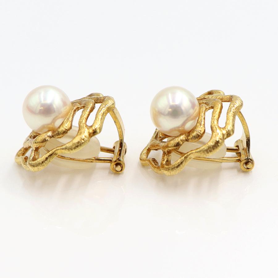 K18パールイヤリング　P7.5mm　重量6.88ｇ(両耳・真珠の重量含む)　（中古）