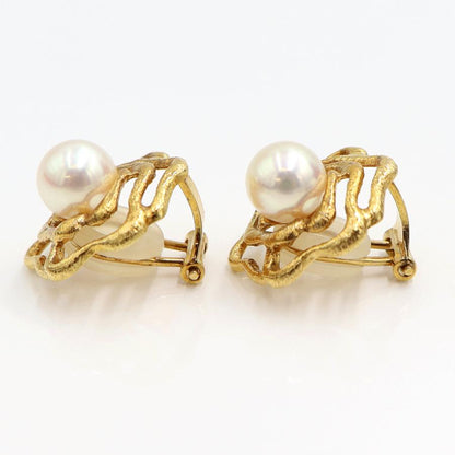 K18パールイヤリング　P7.5mm　重量6.88ｇ(両耳・真珠の重量含む)　（中古）
