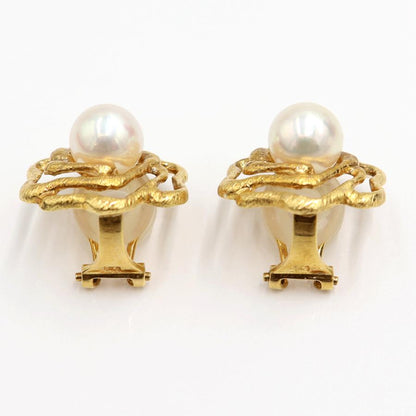 K18パールイヤリング　P7.5mm　重量6.88ｇ(両耳・真珠の重量含む)　（中古）