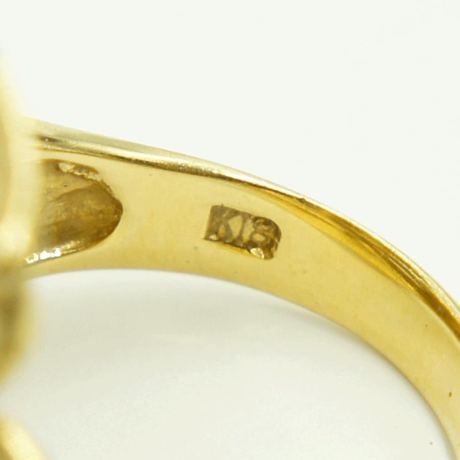 K18デザインダイヤリング「フラワー・花」リングサイズ12号　D0.02ct　重量10.35ｇ（中古）