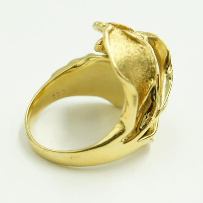 K18デザインダイヤリング「フラワー・花」リングサイズ12号　D0.02ct　重量10.35ｇ（中古）