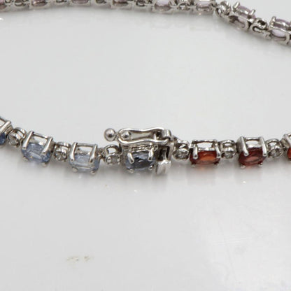 K18WGサファイアネックレス＆ブレスレット　S15.60ct　D0.73ct　ネックレス長さ44cm ブレスレット長さ17cm 重量ネック17.38g・ブレス8.16ｇ(石の重量含む)　レディース(中古)