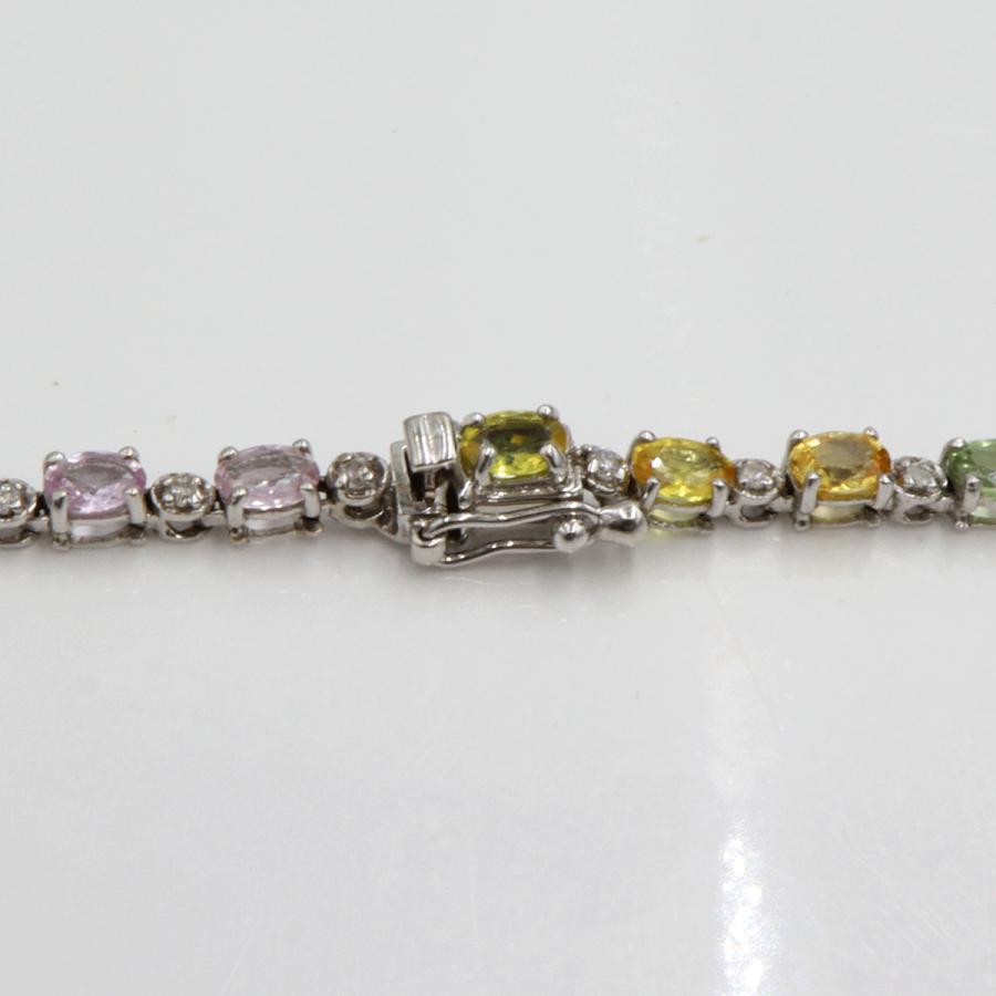 K18WGサファイアネックレス＆ブレスレット　S15.60ct　D0.73ct　ネックレス長さ44cm ブレスレット長さ17cm 重量ネック17.38g・ブレス8.16ｇ(石の重量含む)　レディース(中古)