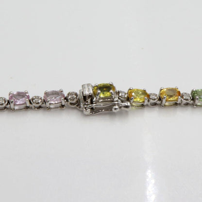 K18WGサファイアネックレス＆ブレスレット　S15.60ct　D0.73ct　ネックレス長さ44cm ブレスレット長さ17cm 重量ネック17.38g・ブレス8.16ｇ(石の重量含む)　レディース(中古)