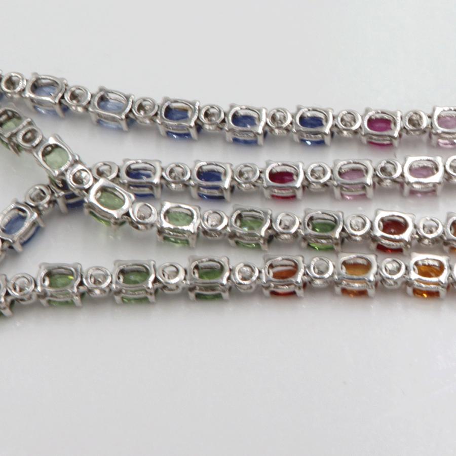 K18WGサファイアネックレス＆ブレスレット　S15.60ct　D0.73ct　ネックレス長さ44cm ブレスレット長さ17cm 重量ネック17.38g・ブレス8.16ｇ(石の重量含む)　レディース(中古)