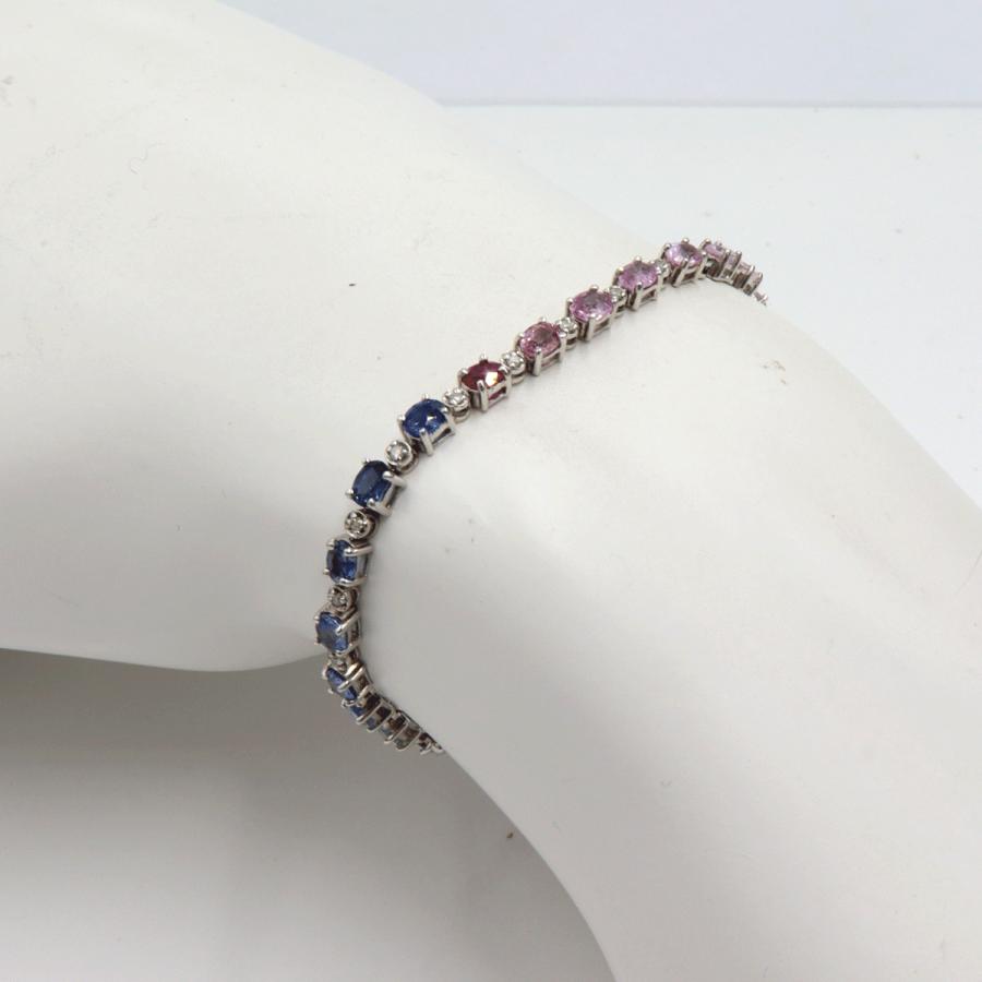 K18WGサファイアネックレス＆ブレスレット　S15.60ct　D0.73ct　ネックレス長さ44cm ブレスレット長さ17cm 重量ネック17.38g・ブレス8.16ｇ(石の重量含む)　レディース(中古)