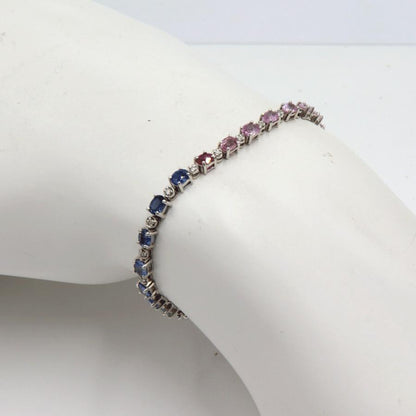 K18WGサファイアネックレス＆ブレスレット　S15.60ct　D0.73ct　ネックレス長さ44cm ブレスレット長さ17cm 重量ネック17.38g・ブレス8.16ｇ(石の重量含む)　レディース(中古)