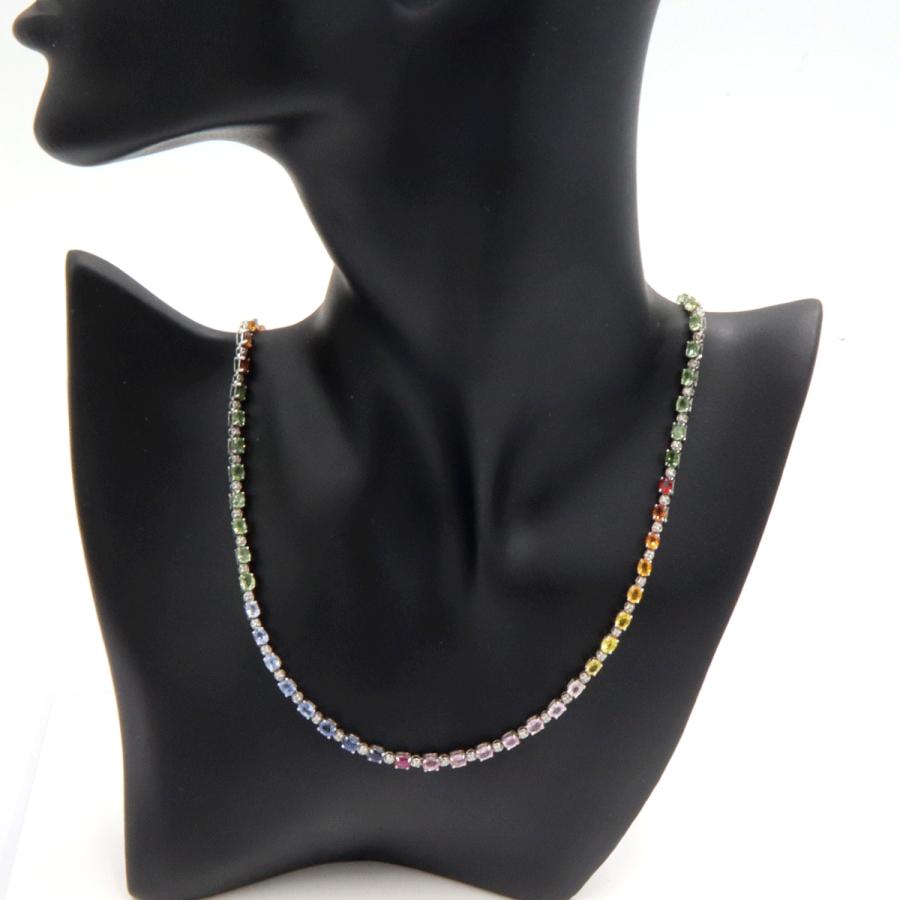 K18WGサファイアネックレス＆ブレスレット　S15.60ct　D0.73ct　ネックレス長さ44cm ブレスレット長さ17cm 重量ネック17.38g・ブレス8.16ｇ(石の重量含む)　レディース(中古)