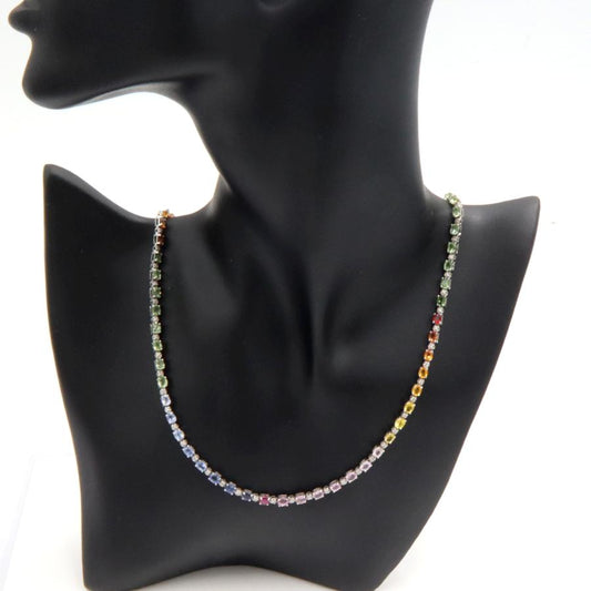 K18WGサファイアネックレス＆ブレスレット　S15.60ct　D0.73ct　ネックレス長さ44cm ブレスレット長さ17cm 重量ネック17.38g・ブレス8.16ｇ(石の重量含む)　レディース(中古)