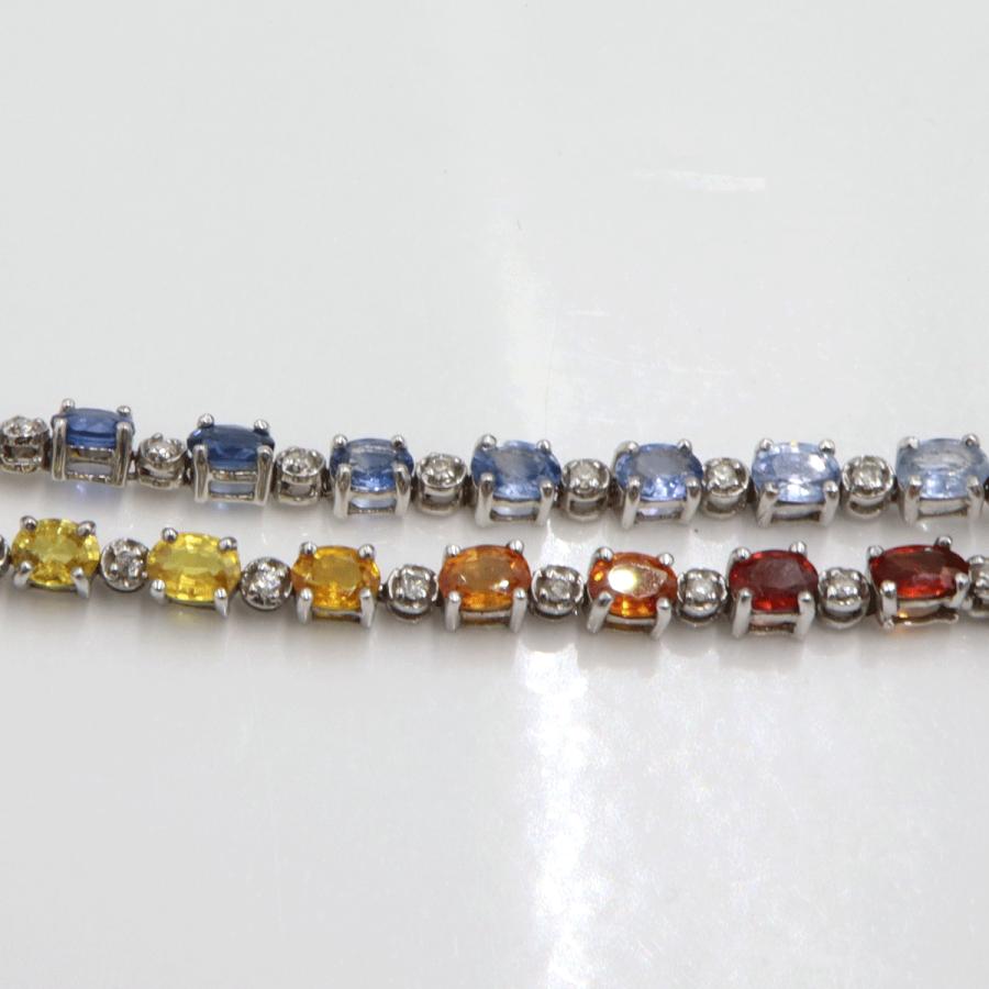 K18WGサファイアネックレス＆ブレスレット　S15.60ct　D0.73ct　ネックレス長さ44cm ブレスレット長さ17cm 重量ネック17.38g・ブレス8.16ｇ(石の重量含む)　レディース(中古)
