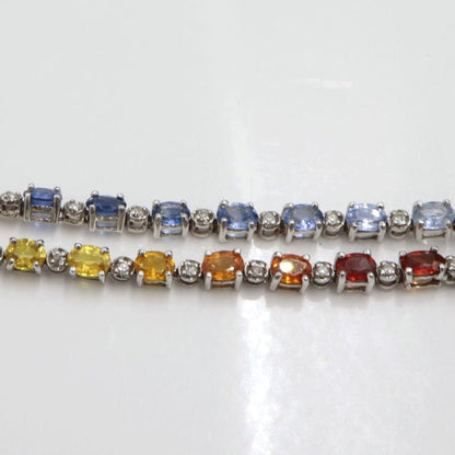 K18WGサファイアネックレス＆ブレスレット　S15.60ct　D0.73ct　ネックレス長さ44cm ブレスレット長さ17cm 重量ネック17.38g・ブレス8.16ｇ(石の重量含む)　レディース(中古)