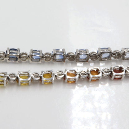 K18WGサファイアネックレス＆ブレスレット　S15.60ct　D0.73ct　ネックレス長さ44cm ブレスレット長さ17cm 重量ネック17.38g・ブレス8.16ｇ(石の重量含む)　レディース(中古)