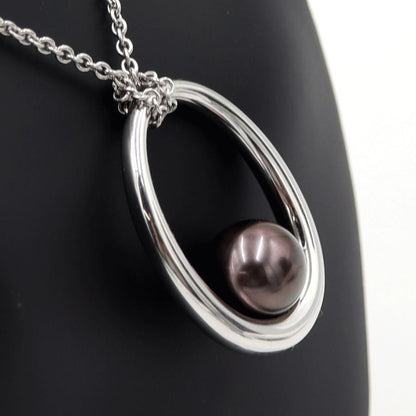 ミキモト(MIKIMOTO)750黒蝶真珠エッグ　ネックレス　ネック長：約58cm　重量21.08ｇ(石の重量含む)　レディース（中古）