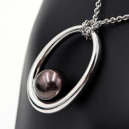 ミキモト(MIKIMOTO)750黒蝶真珠エッグ　ネックレス　ネック長：約58cm　重量21.08ｇ(石の重量含む)　レディース（中古）