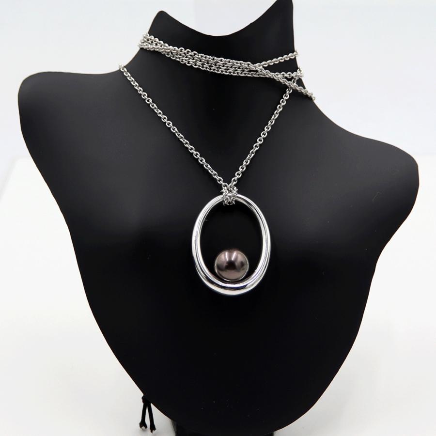 ミキモト(MIKIMOTO)750黒蝶真珠エッグ　ネックレス　ネック長：約58cm　重量21.08ｇ(石の重量含む)　レディース（中古）