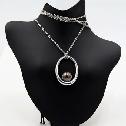 ミキモト(MIKIMOTO)750黒蝶真珠エッグ　ネックレス　ネック長：約58cm　重量21.08ｇ(石の重量含む)　レディース（中古）