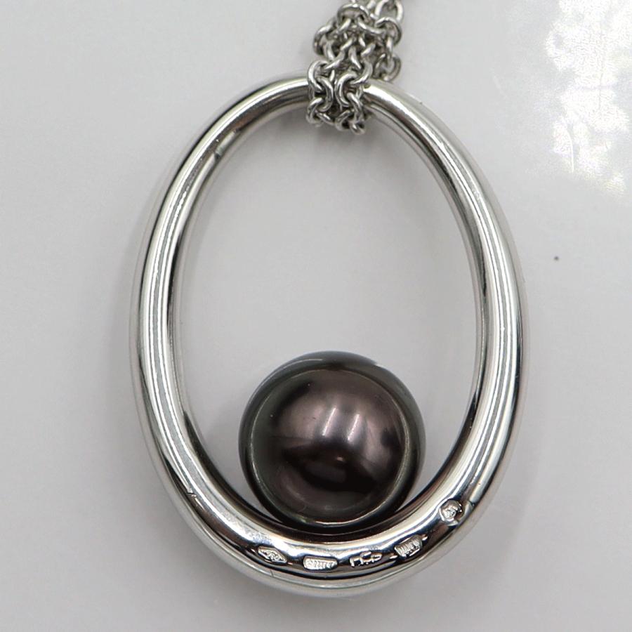 ミキモト(MIKIMOTO)750黒蝶真珠エッグ　ネックレス　ネック長：約58cm　重量21.08ｇ(石の重量含む)　レディース（中古）