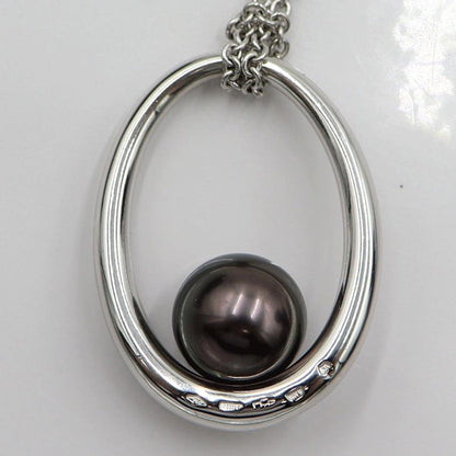 ミキモト(MIKIMOTO)750黒蝶真珠エッグ　ネックレス　ネック長：約58cm　重量21.08ｇ(石の重量含む)　レディース（中古）