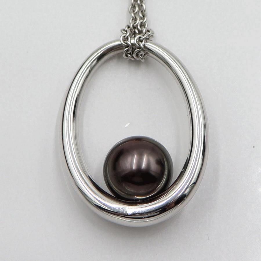 ミキモト(MIKIMOTO)750黒蝶真珠エッグ　ネックレス　ネック長：約58cm　重量21.08ｇ(石の重量含む)　レディース（中古）