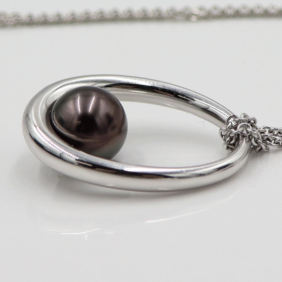 ミキモト(MIKIMOTO)750黒蝶真珠エッグ　ネックレス　ネック長：約58cm　重量21.08ｇ(石の重量含む)　レディース（中古）