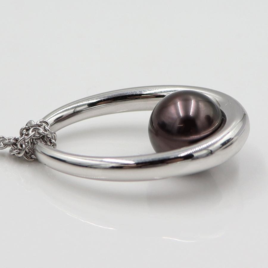 ミキモト(MIKIMOTO)750黒蝶真珠エッグ　ネックレス　ネック長：約58cm　重量21.08ｇ(石の重量含む)　レディース（中古）