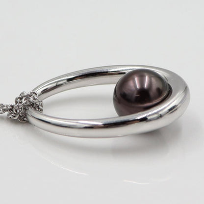 ミキモト(MIKIMOTO)750黒蝶真珠エッグ　ネックレス　ネック長：約58cm　重量21.08ｇ(石の重量含む)　レディース（中古）