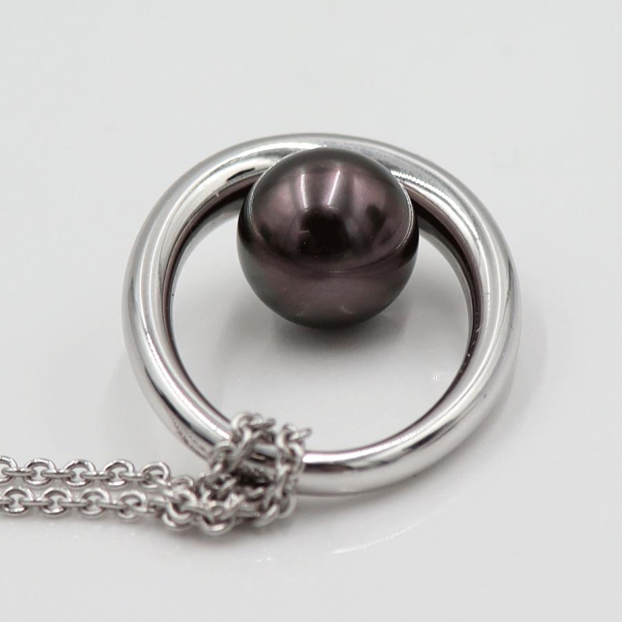 ミキモト(MIKIMOTO)750黒蝶真珠エッグ　ネックレス　ネック長：約58cm　重量21.08ｇ(石の重量含む)　レディース（中古）