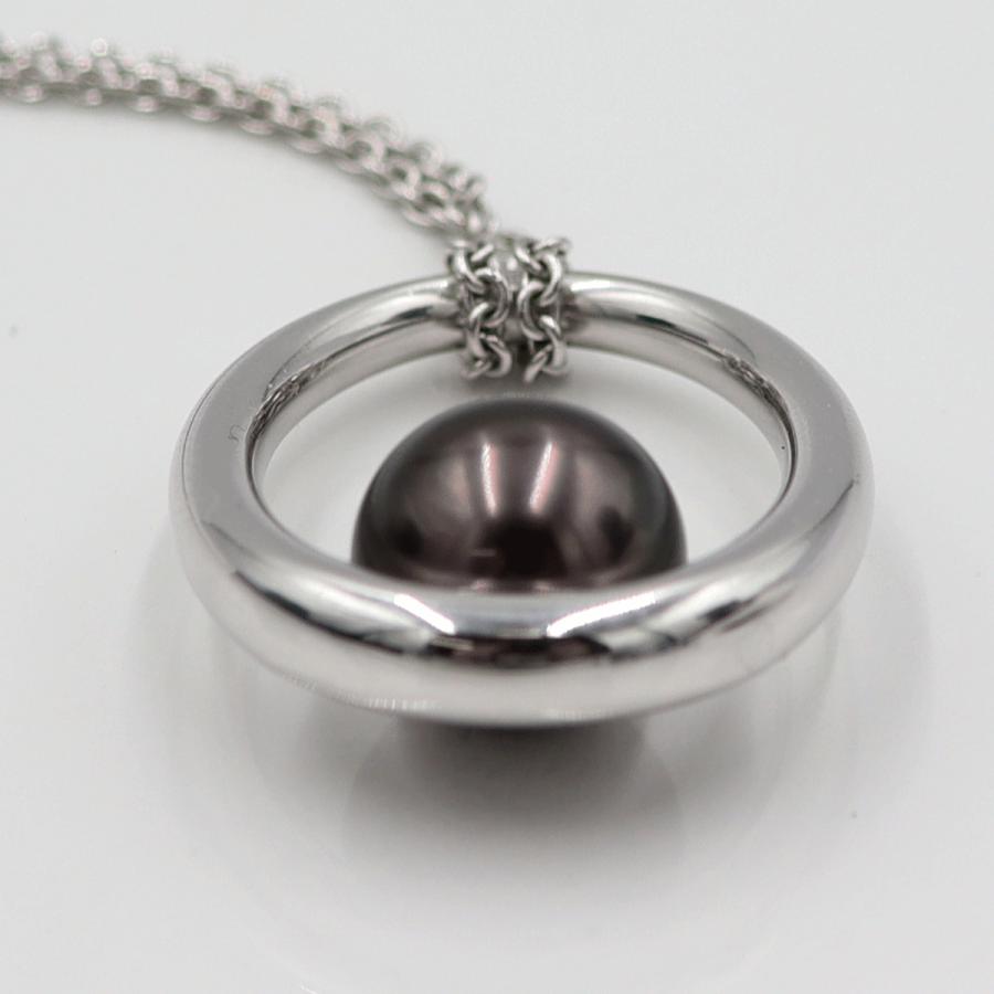 ミキモト(MIKIMOTO)750黒蝶真珠エッグ　ネックレス　ネック長：約58cm　重量21.08ｇ(石の重量含む)　レディース（中古）