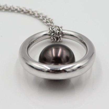 ミキモト(MIKIMOTO)750黒蝶真珠エッグ　ネックレス　ネック長：約58cm　重量21.08ｇ(石の重量含む)　レディース（中古）