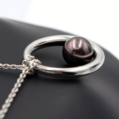 ミキモト(MIKIMOTO)750黒蝶真珠エッグ　ネックレス　ネック長：約58cm　重量21.08ｇ(石の重量含む)　レディース（中古）