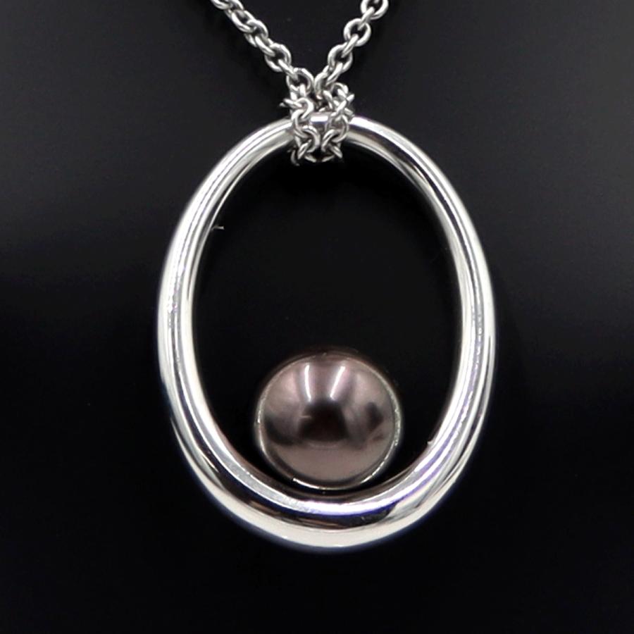 ミキモト(MIKIMOTO)750黒蝶真珠エッグ　ネックレス　ネック長：約58cm　重量21.08ｇ(石の重量含む)　レディース（中古）