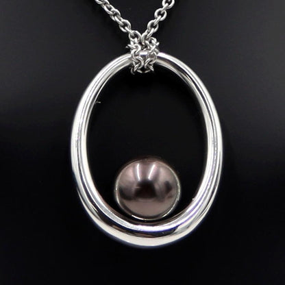 ミキモト(MIKIMOTO)750黒蝶真珠エッグ　ネックレス　ネック長：約58cm　重量21.08ｇ(石の重量含む)　レディース（中古）