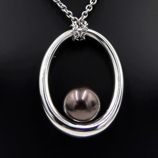 ミキモト(MIKIMOTO)750黒蝶真珠エッグ　ネックレス　ネック長：約58cm　重量21.08ｇ(石の重量含む)　レディース（中古）