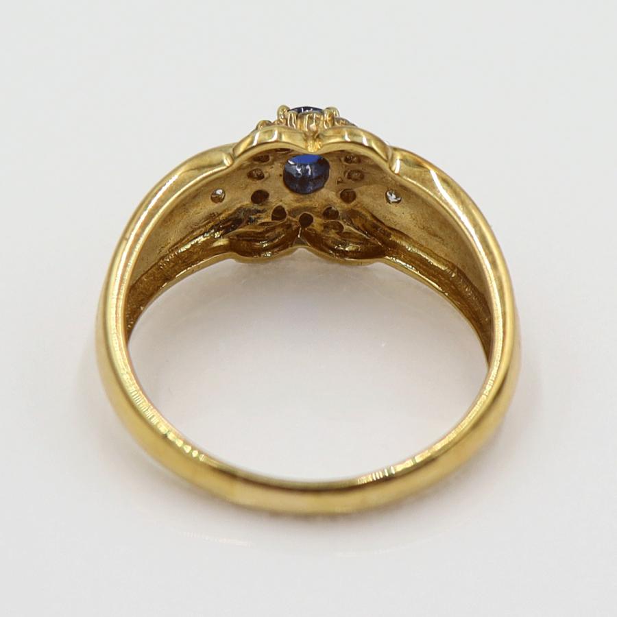 K18サファイアダイヤリング　S0.20ct D0.14ct　リングサイズ13号　重量3.65ｇ(石の重量含む)　レディース(中古)