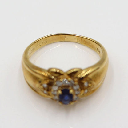 K18サファイアダイヤリング　S0.20ct D0.14ct　リングサイズ13号　重量3.65ｇ(石の重量含む)　レディース(中古)