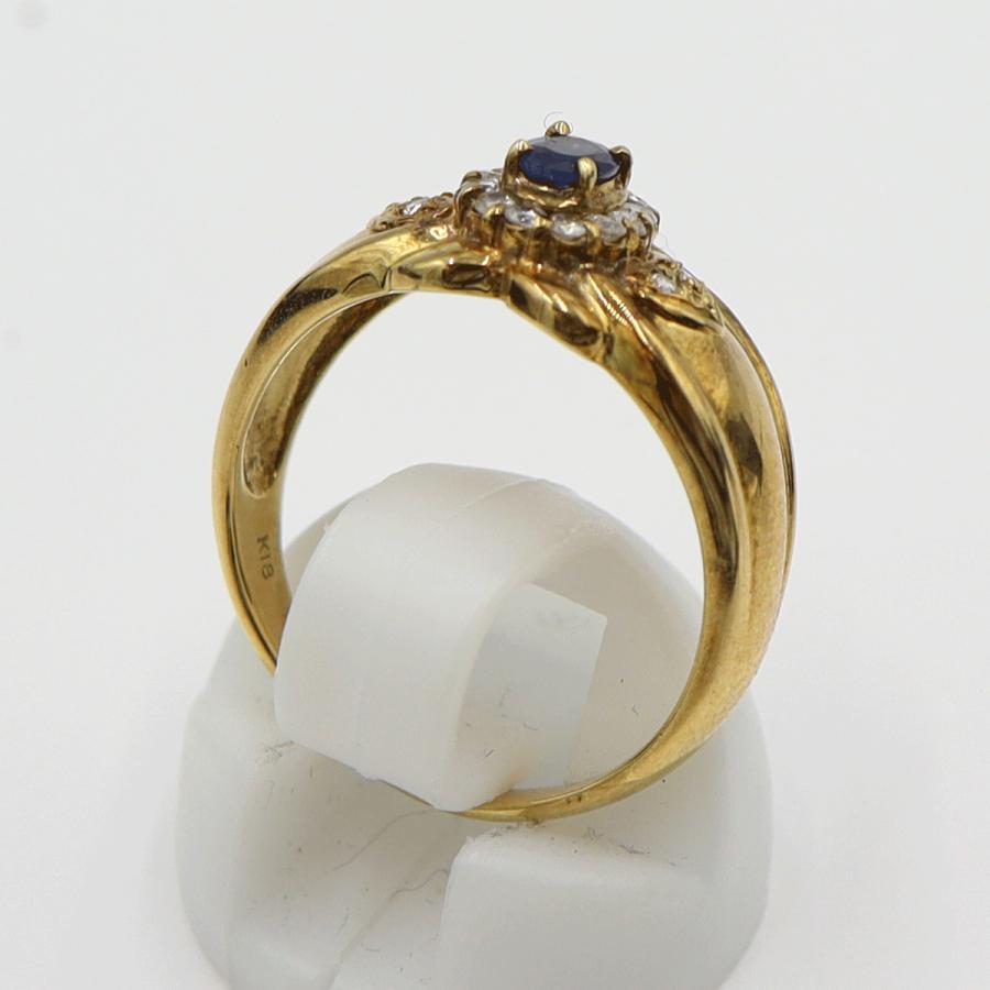 K18サファイアダイヤリング　S0.20ct D0.14ct　リングサイズ13号　重量3.65ｇ(石の重量含む)　レディース(中古)