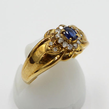 K18サファイアダイヤリング　S0.20ct D0.14ct　リングサイズ13号　重量3.65ｇ(石の重量含む)　レディース(中古)