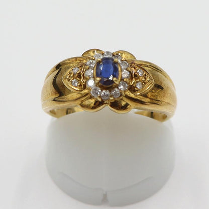 K18サファイアダイヤリング　S0.20ct D0.14ct　リングサイズ13号　重量3.65ｇ(石の重量含む)　レディース(中古)