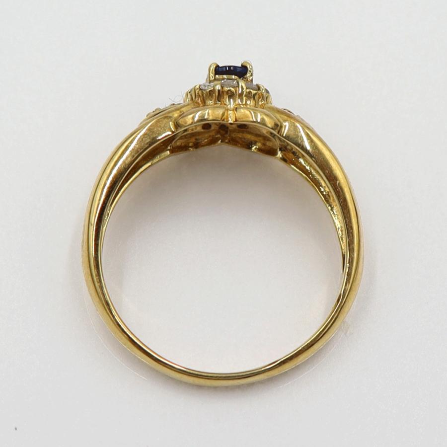 K18サファイアダイヤリング　S0.20ct D0.14ct　リングサイズ13号　重量3.65ｇ(石の重量含む)　レディース(中古)