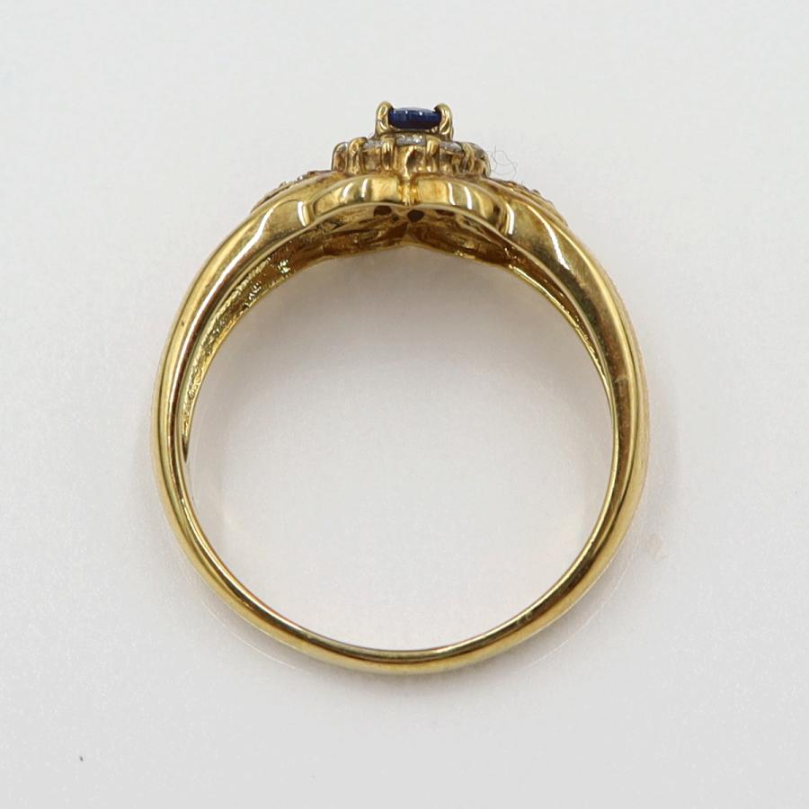 K18サファイアダイヤリング　S0.20ct D0.14ct　リングサイズ13号　重量3.65ｇ(石の重量含む)　レディース(中古)