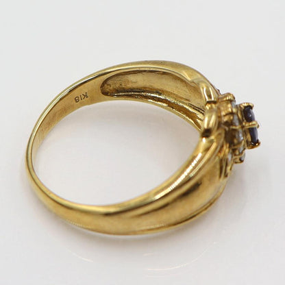 K18サファイアダイヤリング　S0.20ct D0.14ct　リングサイズ13号　重量3.65ｇ(石の重量含む)　レディース(中古)