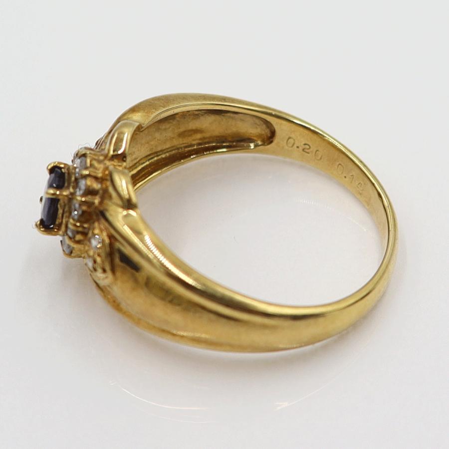 K18サファイアダイヤリング　S0.20ct D0.14ct　リングサイズ13号　重量3.65ｇ(石の重量含む)　レディース(中古)
