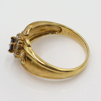 K18サファイアダイヤリング　S0.20ct D0.14ct　リングサイズ13号　重量3.65ｇ(石の重量含む)　レディース(中古)